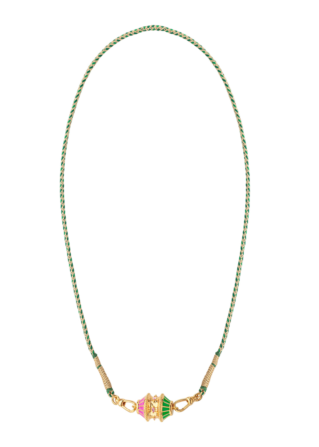 COLLIER - BIG TALISMAN FUCHSIA/GREEN