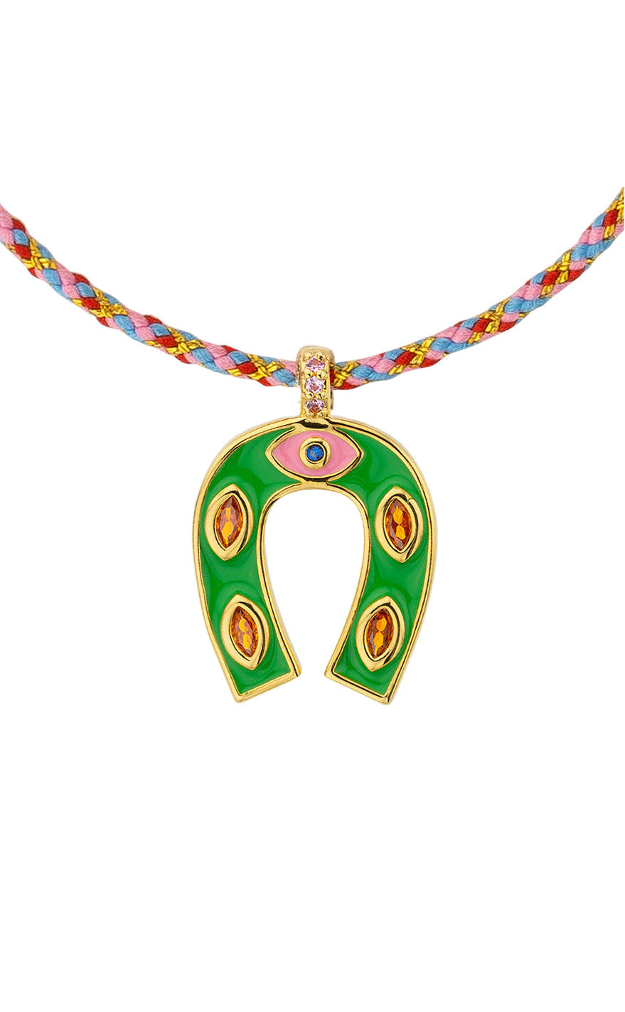 COLLIER - GREEN MINI HORSESHOE