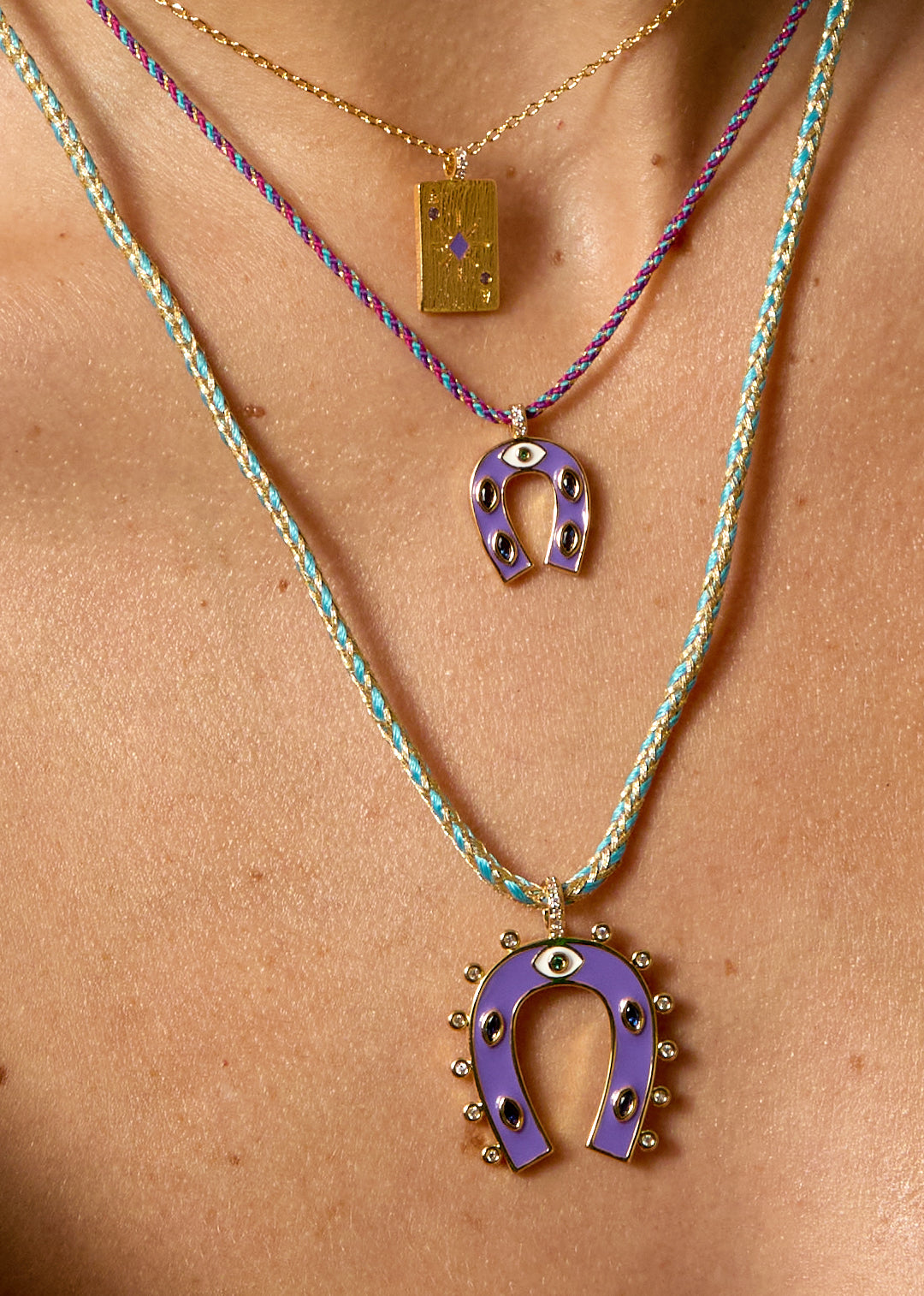 COLLIER - PURPLE MINI HORSESHOE