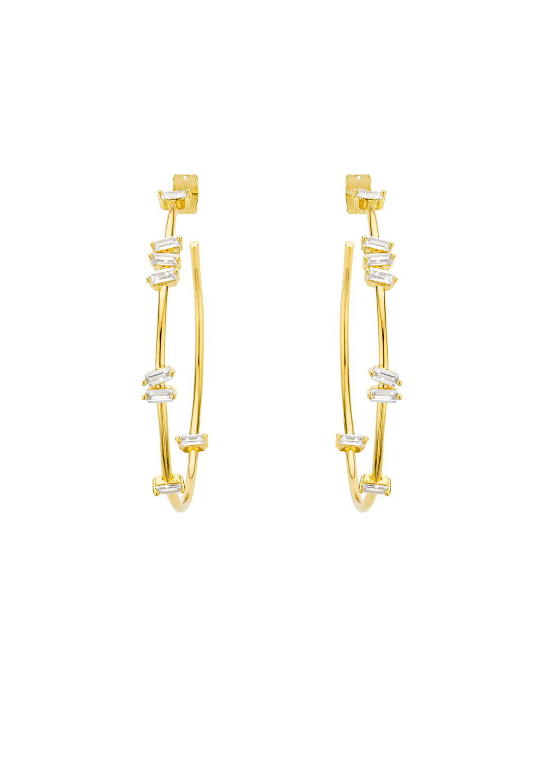 EARRINGS - BAGUETTE HOOPS