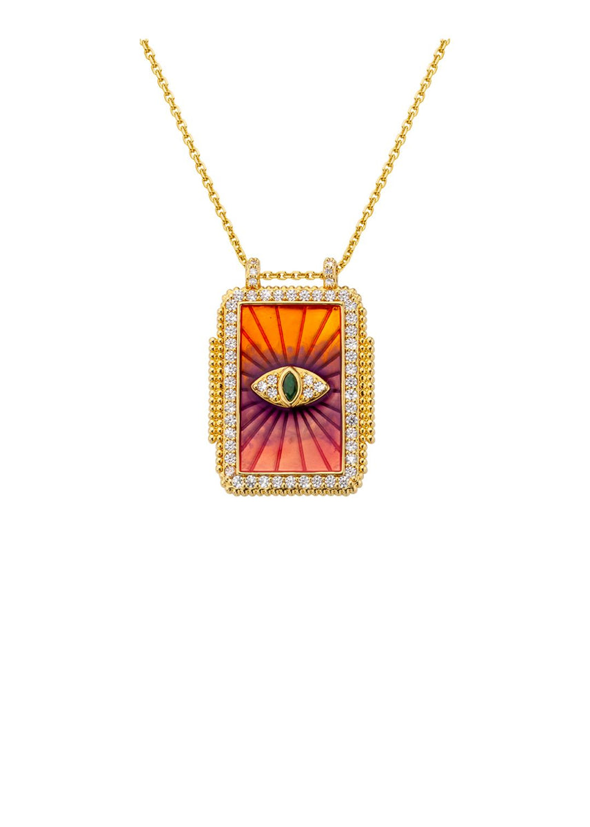 Collier Bohème Déclaration - Multicolore (vert, Violet, Jaune), Longueur 108 Cm, Occasion En Bon état