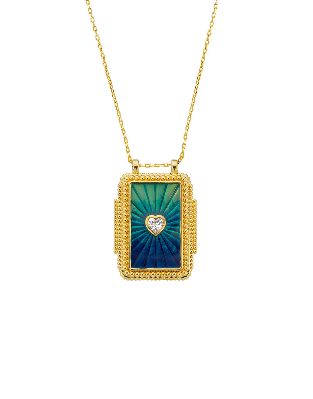 NECKLACE - BLUE RAINBOW HEART TWICE BOHEME