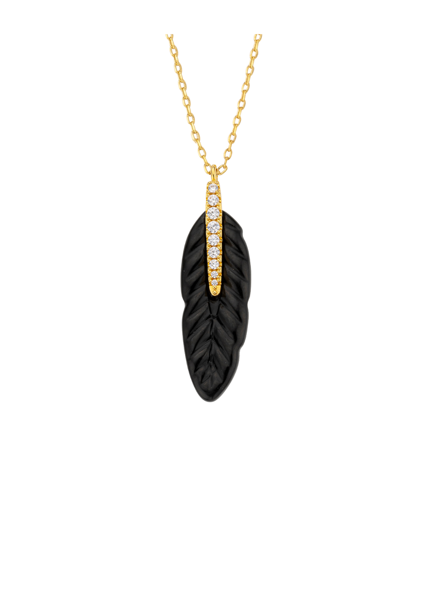 NECKLACE - BLACK FEATHER