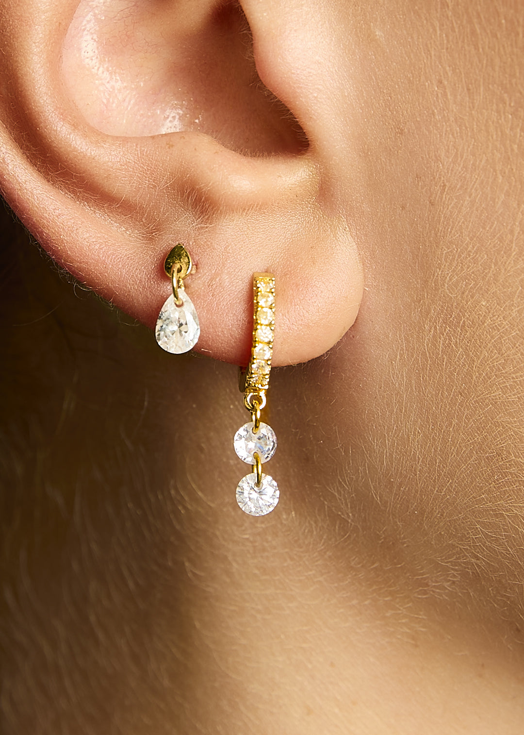 BOUCLES D'OREILLES - DOUBLE CRYSTAL DELHI