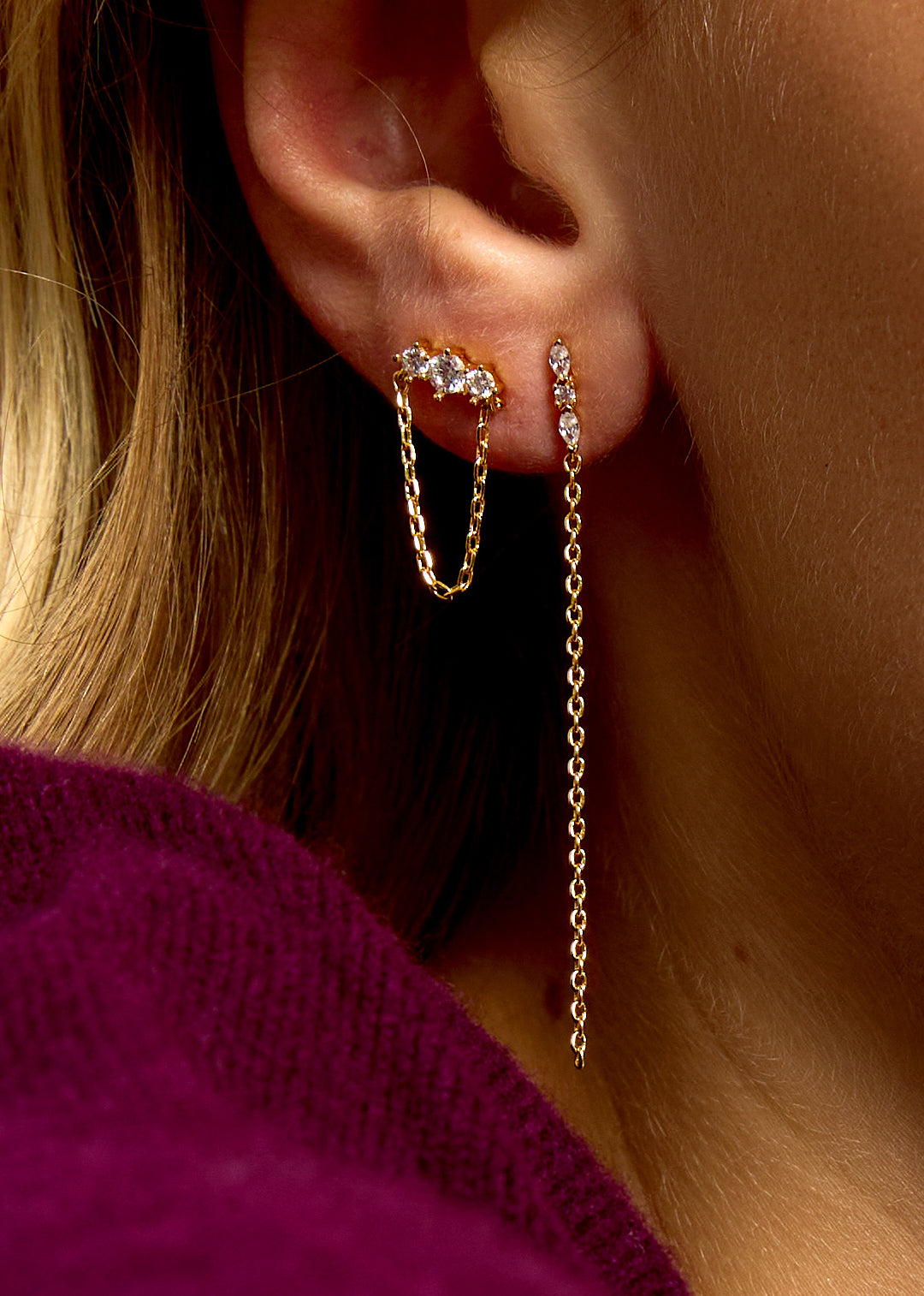BOUCLES D'OREILLES - TRILOGY CHAIN