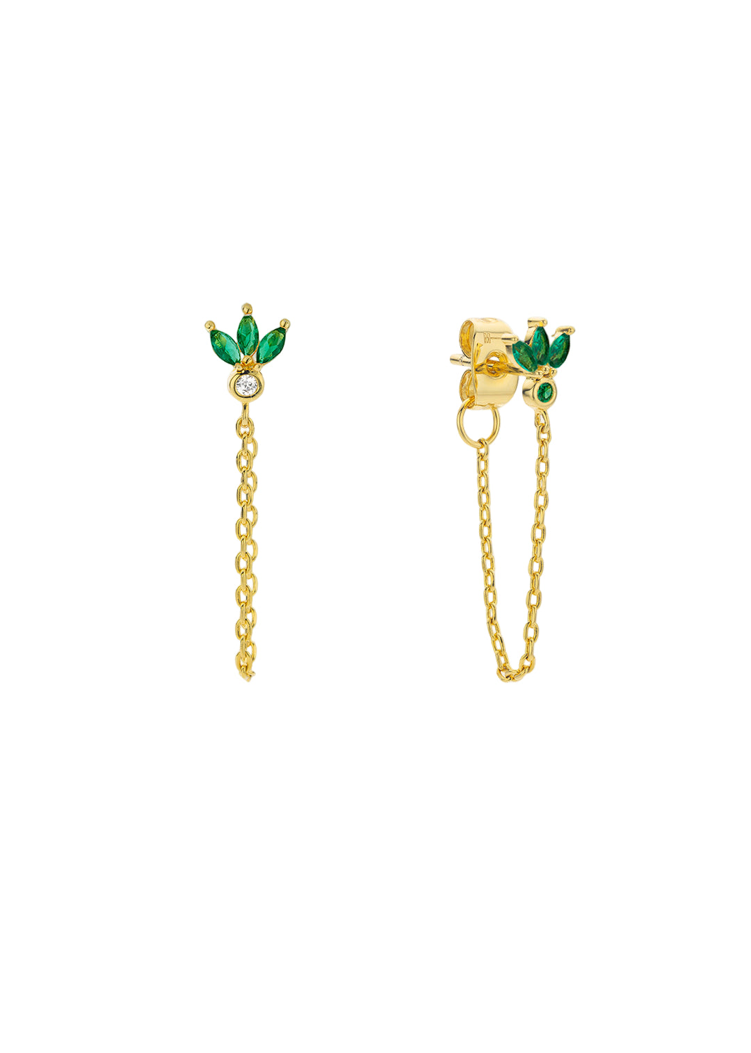 BOUCLES D'OREILLES - GREEN MAGNOLIA CHAIN