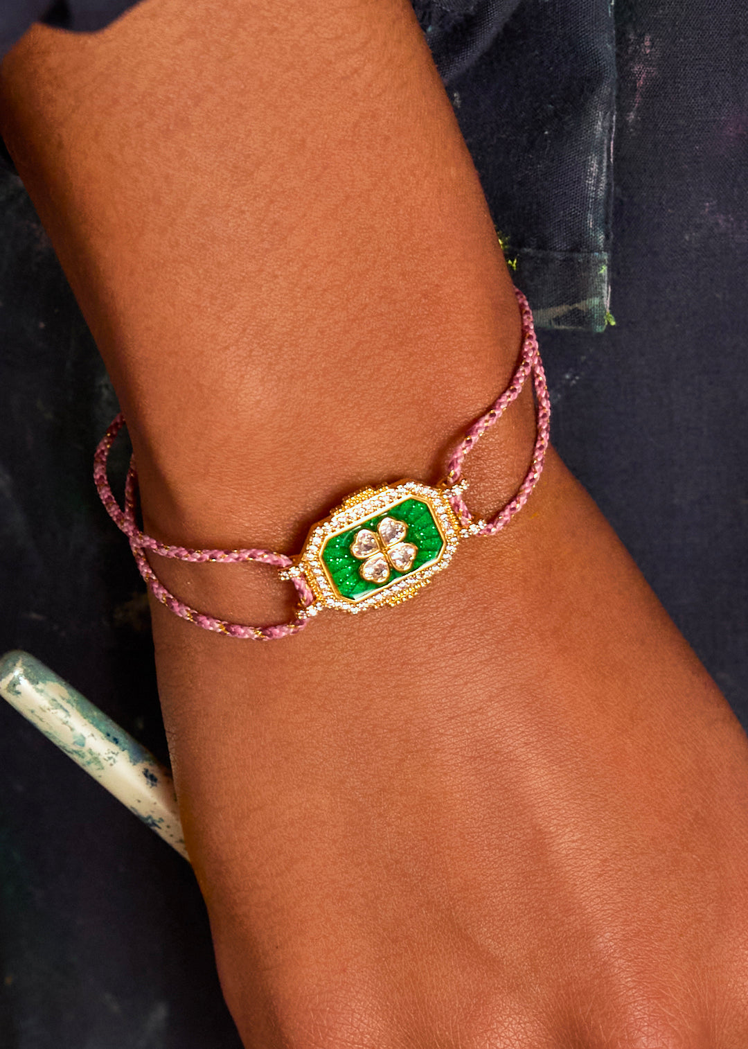 BRACELET - GREEN TREFLE BOHEME