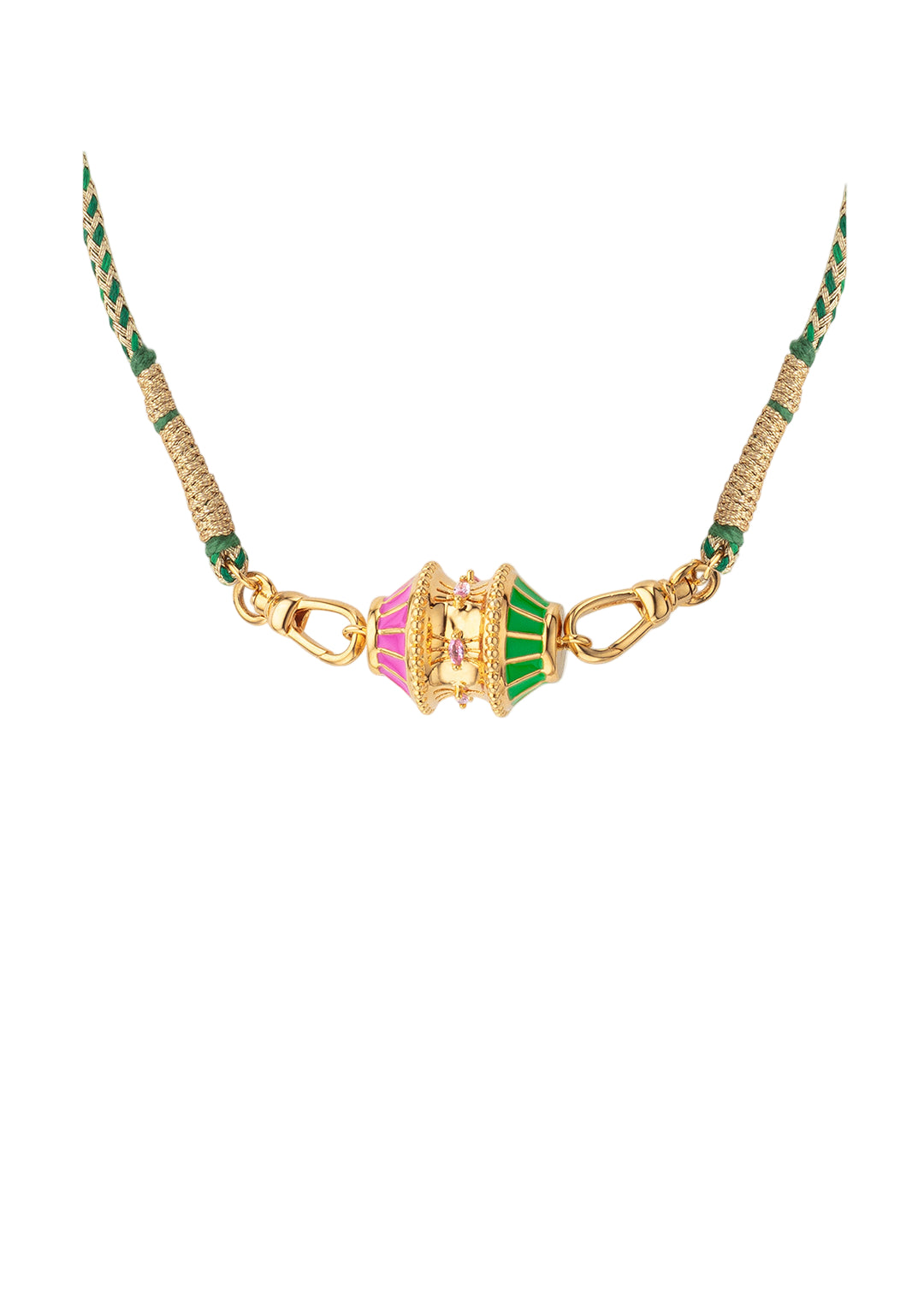 COLLIER - BIG TALISMAN FUCHSIA/GREEN