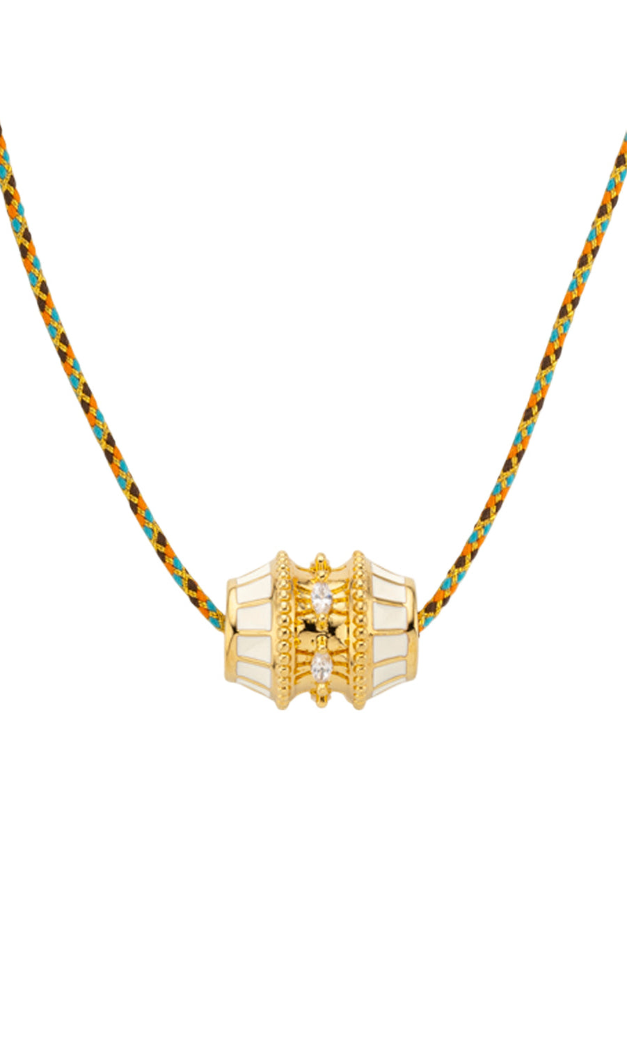 Collier Pour Chien En Or Blanc 18k « Talisman » – Avec Corail – Ras Du Cou