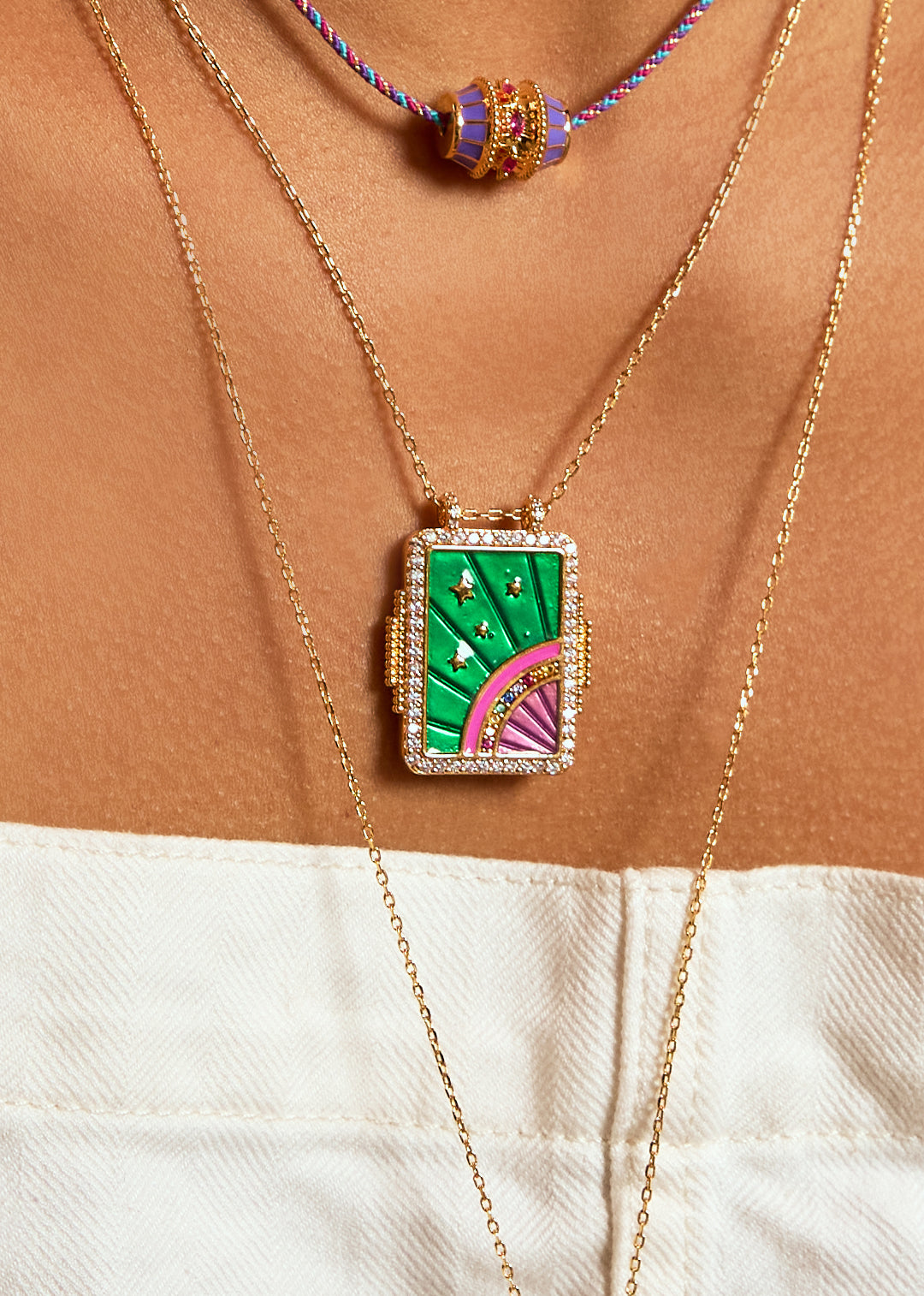 COLLIER - GREEN RAINBOW BOHEME