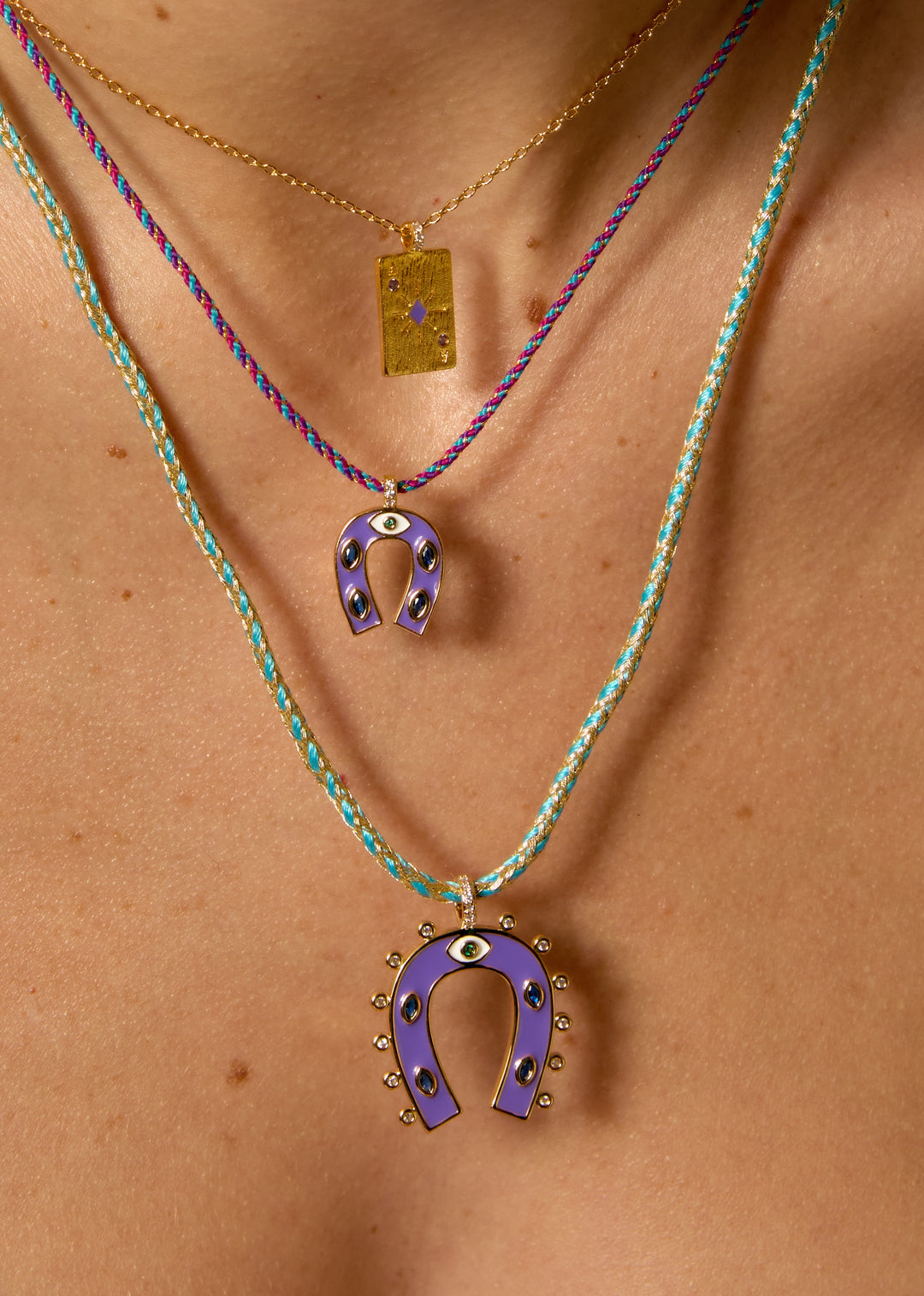 COLLIER - PURPLE MINI HORSESHOE