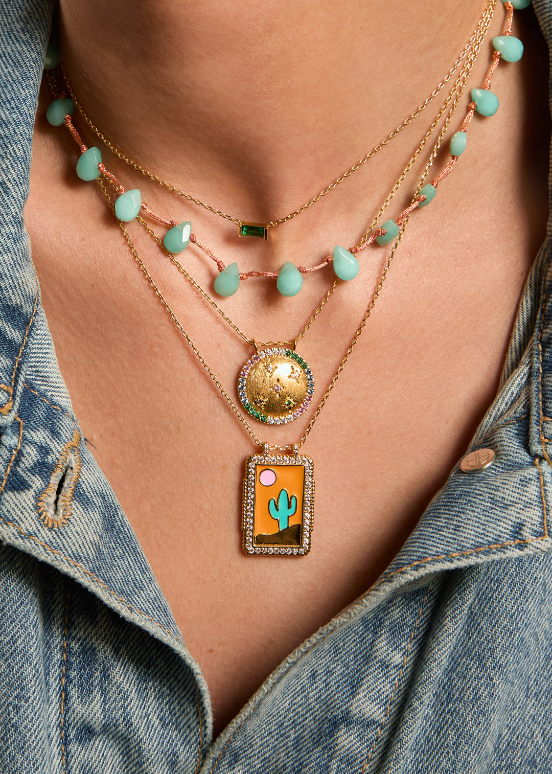 COLLIER - GREEN BAGUETTE