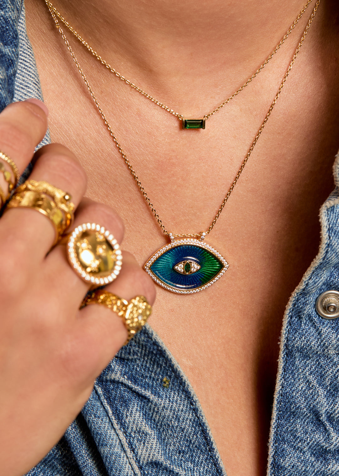 COLLIER - GREEN BAGUETTE