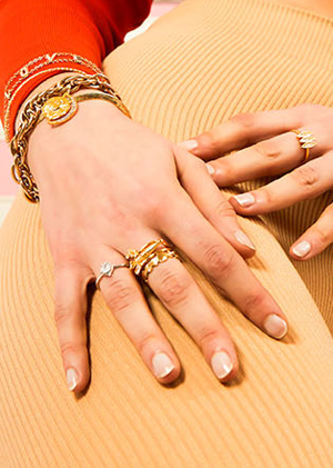 gold or silver bracelets and rings Mya Bay