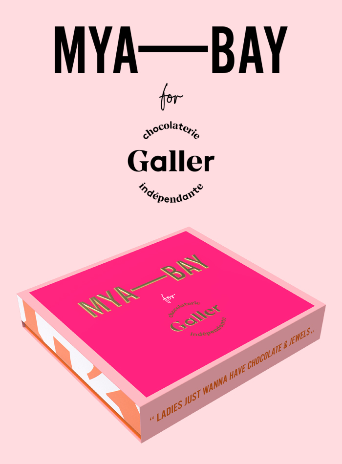 Collaboration Mya Bay et galler, chocolats et bijoux dorés