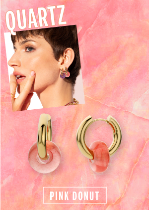 Frame on pink Quartz stone with a photo and earrings with a natural stone ring