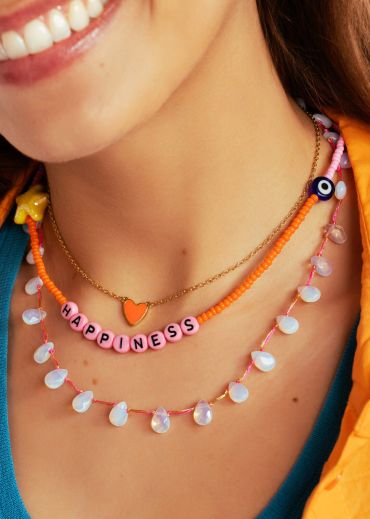 COLLIER - NEON ORANGE HEART