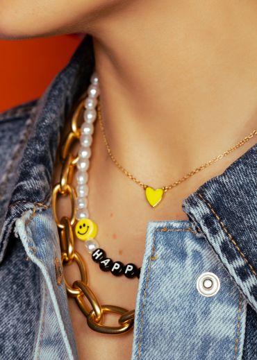 COLLIER - NEON YELLOW HEART