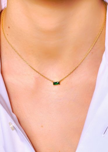 COLLIER - GREEN BAGUETTE