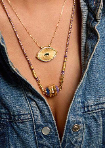 NECKLACE - BIG TALISMAN BLUE/PURPLE