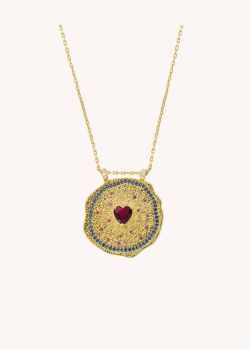 COLLIER - RUBY HEART MEDAILLE